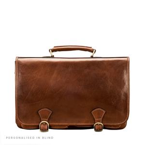 Sac messager en cuir pleine fleur véritable pour homme, mallette vintage en cuir marron vieilli avec laçage en laiton antique - Product Image 5