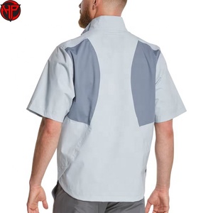 Custom Men's 1/4 Zip <b>Pullover</b> Safari <b>Jacket</b> Coated Street Style Breathable Waterproof Windproof 100% Short Sleeve <b>Jacket</b> - Product Image 4