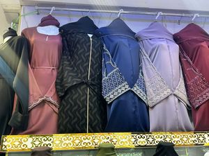 Oferta de Verano: Abaya Modesta de Dubái con Cuentas y Lentejuelas, Manga Larga, Tradicional Musulmana, Hecha a Mano, para Boda, de Poliéster Transpirable, Cuello en V - Product Image 5