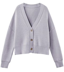 Cardigan court pour femme à col en V, manches longues, couleur unie, tricoté, boutonné devant, style minimaliste, respirant, pour l'automne - Product Image 5
