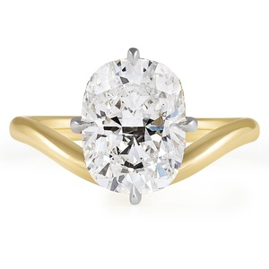แหวนหมั้นเพชรทรงรี 3.01 กะรัต เพชรเพาะเลี้ยงในห้องปฏิบัติการ ทองคำขาว 14K วงแหวนรูปตัววีแบบเชฟรอน ประดับเพชรแบบซ่อนรอบเพชรเม็ดเดี่ยว ได้รับการรับรอง - Product Image 1