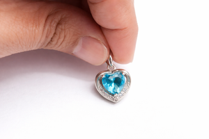 Blue Topaz Heart Handmade Gemstone 925 <b>Silver</b> Pendant For Women Jewelry - Product Image 3