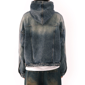 Sweat-shirt et hoodie en denim 100% coton pour homme, de haute qualité, design personnalisé, couleur et design sur mesure, coupe ample, hoodie en denim d'hiver - Product Image 4