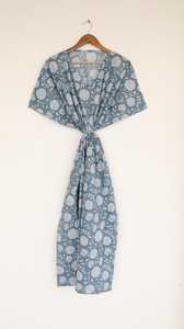 Boho Hand Block Printed Cotton <b>Kaftan</b> Breathable Summer Loungewear <b>Dress</b> - Product Image 3