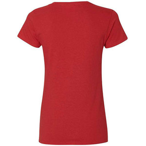 Camiseta de algodón roja con cuello en V para mujer a la moda |   Camiseta Deportiva Informal, Moderna, Ajustada y Transpirable con Logotipo Personalizado - Product Image 4