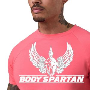 T-shirt de sport pour homme rose corail à manches courtes, léger, respirant, pour l'entraînement, la course, la remise en forme, la gym, vêtements de sport - Product Image 6