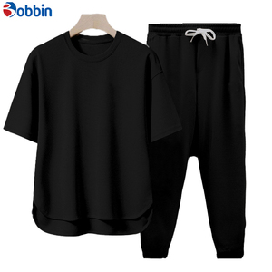 Summer Cool Short Tee Jogging <b>Pants</b> Oversize Two Piece New Style Men Tracksuit Custom Breathable Plus Size Gym Tracksuit Sets - Product Image 4