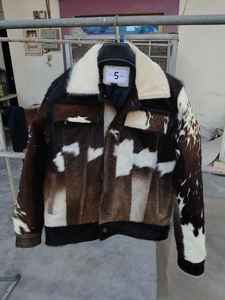 Veste en cuir véritable de qualité supérieure, sur mesure, nouvelle mode, en cuir de vache véritable, noir et blanc, style bomber western pour homme - Product Image 4