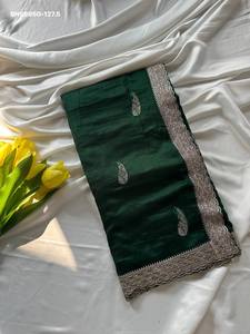 Dernière collection de saris indiens traditionnels en soie georgette avec broderies - Collection de saris Jarkan Work pour femmes, fabricant de mode - Product Image 6