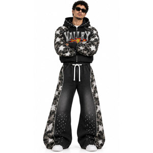 Hot Sale Latest Style Hooded <b>Tracksuit</b> Full Length <b>Camouflage</b> Star Print Unisex Streetwear Autumn Loose Fit Drawstring Pants - Product Image 5