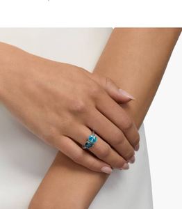 Blue Topaz London Oval Cut Toi Et Moi Engagement <b>Ring</b> 925 Sterling Silver Prong Setting Luxury Wedding Party <b>Two</b>-<b>Stone</b> <b>Ring</b> - Product Image 2