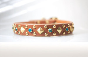 Collar para Perro con Pedrería Marrón, Correa Ancha de Cuero PU para Perros Pequeños - Product Image 4