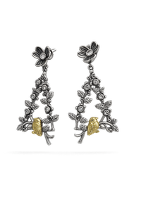 ต่างหูทรงหยดน้ำลายดอกไม้สไตล์วินเทจ ELVORA GEMS สำหรับผู้หญิง เงินแท้ 925 ประดับเพทายแบบหนามเตย สไตล์โบราณ เหมาะสำหรับงานปาร์ตี้ ชุบเงินโบราณ - Product Image 3