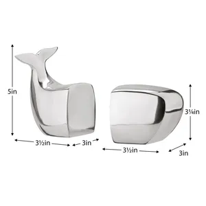 Sculpture moderne en aluminium en forme de baleine verticale, 5 pouces de hauteur, artisanat métallique artistique, décoration de table pour le bureau - Product Image 4