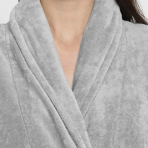 Peignoir de luxe thermique pour femme, col en V, longueur genou, en coton et fibre de bambou, style hôtelier et spa, avec fermeture à cordon sur le devant - Product Image 6