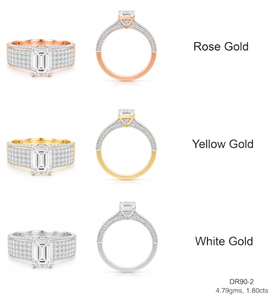 Bague de luxe très demandée en or rose 14 carats pour homme, avec diamant de laboratoire taille émeraude, certifiée IGI, idéale pour les fiançailles et les fêtes - Product Image 1