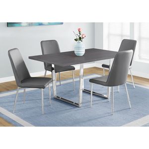 Tavolo da Pranzo Rettangolare Contemporaneo 60 Pollici per Cucina e Sala da Pranzo, Laminato Grigio con Metallo Cromato, Stile Moderno - Product Image 6