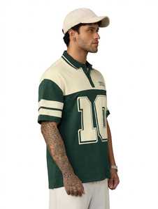 Camiseta Deportiva de Golf para Hombre, Tejido Sólido 100% Poliéster, Secado Rápido, Color Verde Beige, Manga Corta, Cuello Deportivo - Product Image 3
