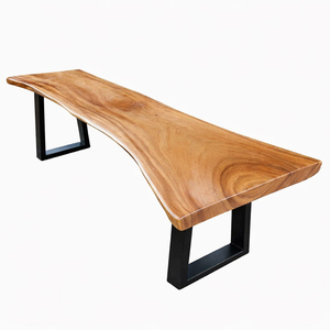 Solid Wood Volta Live Edge Sua Wood <b>Bench</b> Modern Industrial Premium Natural Edge Metal <b>Leg</b> Dining Room Furniture Home Furniture - Product Image 3