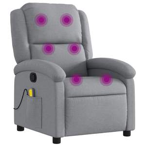 Fauteuil inclinable gris clair 100% polyester avec fonction massage en contreplaqué métallique - Product Image 2