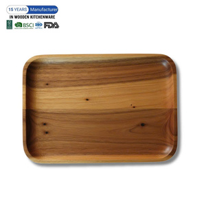 Acacia Wooden Plates Polished Finish Natural Wood Pattern Durable Household Grade <b>Food</b> Safe High <b>Heat</b> Resistant Made in Vietnam - Product Image 1