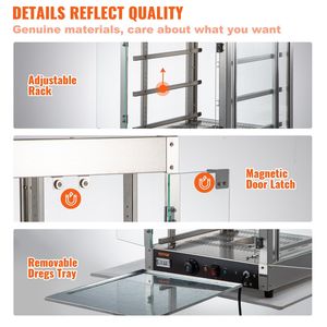 Scaldavivande Commerciale a 3 Livelli 800W con Riscaldamento 3D, Illuminazione a 3 Colori e Ventola Inferiore per Mantenere Caldi Pasticcini e Pizza sul Bancone - Product Image 6