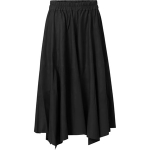 Jupe en jean et cuir pour femme, style japonais, avec plumes et perles, grande taille, écologique, vente en gros, logo personnalisé - Product Image 1