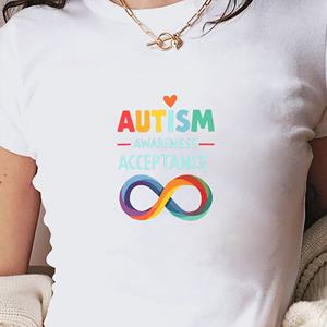 <b>Autism</b> Awareness Acceptance Women's Y2K Short Sleeve Crew Neck T-<b>Shirt</b>, Slim Fit Knitted Spandex Polyester Print, All Seasons Fa - Product Image 5