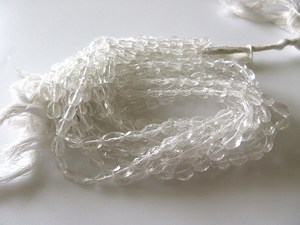 Perles de cristal de quartz naturel facettées ovales en vrac, perles de pierres précieuses, perles de cristal de roche, 50 brins - Product Image 4