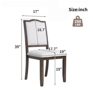 Moderna sedia da pranzo da fattoria a 4 pezzi con schienale alto Beige e marrone posti a sedere imbottiti per cucina camera da letto soggiorno - Product Image 4