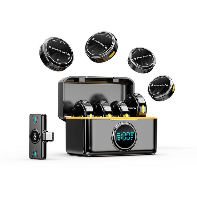 4 in 1 Type C Lightning 2.4GHz Noise Cancellation Sound Reception Mini Clip on Recording Vlogging Wireless Lavalier Microphone
