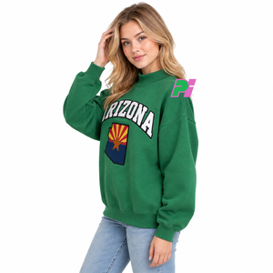 Sudadera de cuello alto para mujer Pook International, con parche bordado de la bandera del estado de Arizona, estilo casual y holgado. - Product Image 3