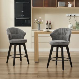 Set di 2 Sgabelli da Bar Girevoli Altezza Bancone, Sedie da Cucina con Schienale Largo Imbottito in Ciniglia - Product Image 2