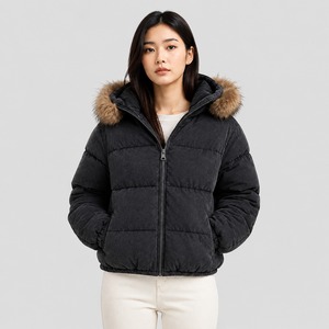 Wholesale Stylish Winter Long Zipper Women's Customized Logo Printing Parka Bubble Bomber Style Breathable - Product Image 1