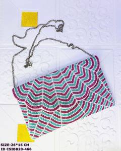 Pochette à main perlée pour femme, sac de soirée perlé fait main avec motif feuille, pochette d'épaule tendance pour soirée - Product Image 1