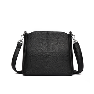 Genuine Leather Women's Crossbody Shoulder Bag Beige <b>Square</b> Handbag Zipper Closure Adjustable Strap for Daily Travel - Product Image 3