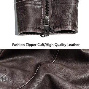 <b>Men</b> Premium Leather <b>Jacket</b> Classic Full Zip Casual Soft Comfortable Durable Regular Fit Winter Quick Dry Breathable Everyday - Product Image 4
