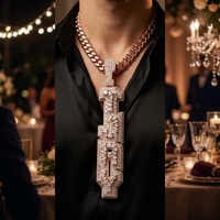 Colgante con Letra Personalizada, Diamantes Cultivados en Laboratorio, Corte Brillante, Oro Sólido de 10K, Oro Rosa, Joyería Hip Hop para Mujer