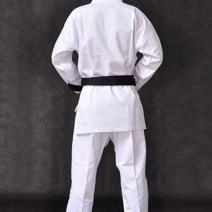 Karate Uniform Adult Unisex 100% Cotton Durable <b>White</b> Gi With Black <b>Belt</b> Regular Fit - Product Image 3