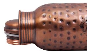 Rustic <b>Copper</b> Water Bottle With Dot Pattern Reusable Design - Product Image 2