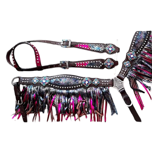 Têtière à nœuds personnalisée en cuir véritable pour cheval, style western – Meilleure vente - Product Image 3