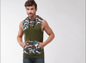 Camiseta sin Mangas con Capucha de Camuflaje para Hombre, Informal, Transpirable, de Poliéster Tejido, Estilo Cuello Redondo - Product Image 2