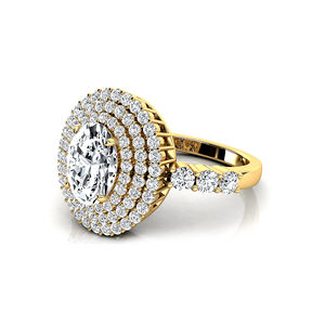 แหวนเพชรเม็ดเดี่ยวทรงรี 1 กะรัต ทองคำขาว 14K 18K ประดับเพชร CVD ข้างสามชั้น หรูหรา ได้รับการรับรองจาก IGI - Product Image 5