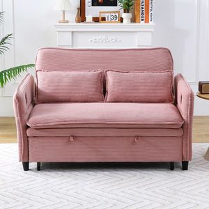 Divano Letto Multifunzionale in Tessuto a Righe Rosa da 65,74 Pollici con Braccioli e Schienale per Camere da Letto e Soggiorni - Product Image 6