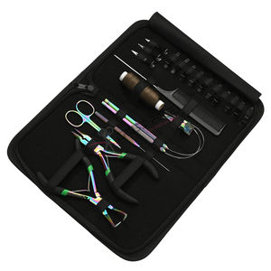 Rainbow Hair Extension Tool Set with Iridescent Trimming Shears Rat Tail Comb Micro Link Installation Plier <b>Bead</b> <b>Threading</b> Hook - Product Image 1
