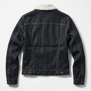 Chaqueta de Mezclilla Negra de Alta Calidad con Forro de Sherpa Blanco |   Chaqueta Trucker Otoño/Invierno |   Prenda Teñida en Secuencia Transpirable |   Personalizado - Product Image 2