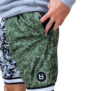 Custom Men's Basketball Shorts Split Panel Camo Floral Star Print Mesh <b>Athletic</b> Shorts Contrast - Product Image 4