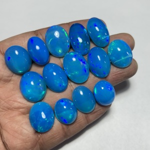 Ópalo Etíope de Calidad Súper Fina, Gema Natural Suelta, Corte Oval Cabujón, Multifuego, Color Azul Pryba, Ópalo Precioso para Joyería - Product Image 4