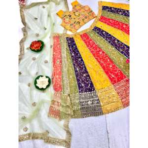 Hermoso Lehenga Choli bordado para ropa de fiesta - Product Image 5