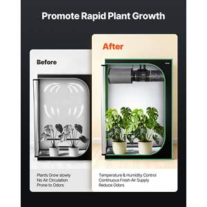 Ventilateur de gaine en ligne de 8 pouces avec contrôleur de vitesse, kit de filtration d'air de 180 CFM, filtre à charbon pour tentes de culture, système de ventilation hydroponique - Product Image 2